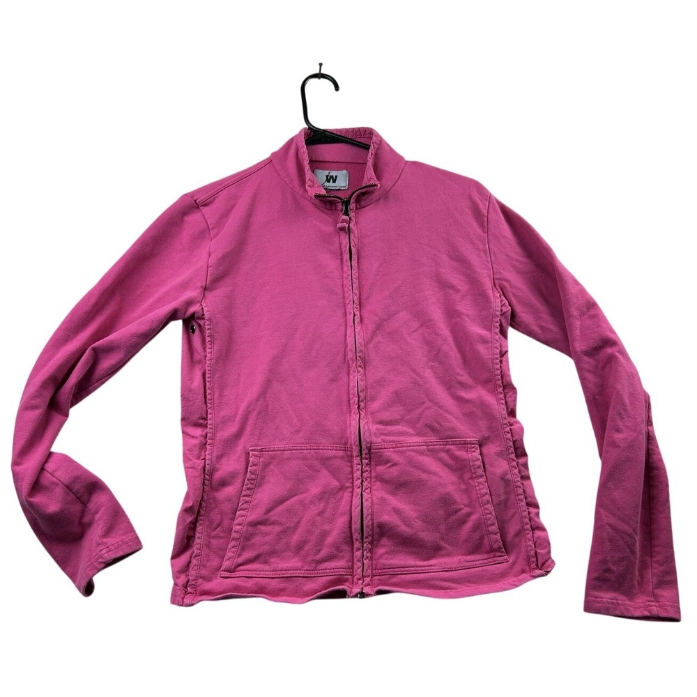 Junction West Solid Zip Sweatshirt XL Pink Mock Neck Ribbed Side Barbiecore